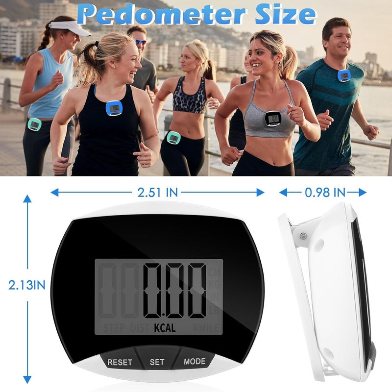 Copkim 9 Pcs Simple Pedometers Bulk for Walking Steps and Miles Walking Step Counters with Calories Burned Portable Clip Step Tracker for Seniors Man Women Jogging Hiking Running - Image 2